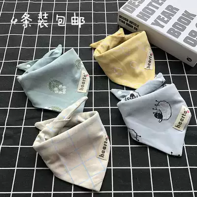 Baby saliva towel Baby double cotton triangle towel newborn headscarf children's double snap bib absorbent autumn and winter