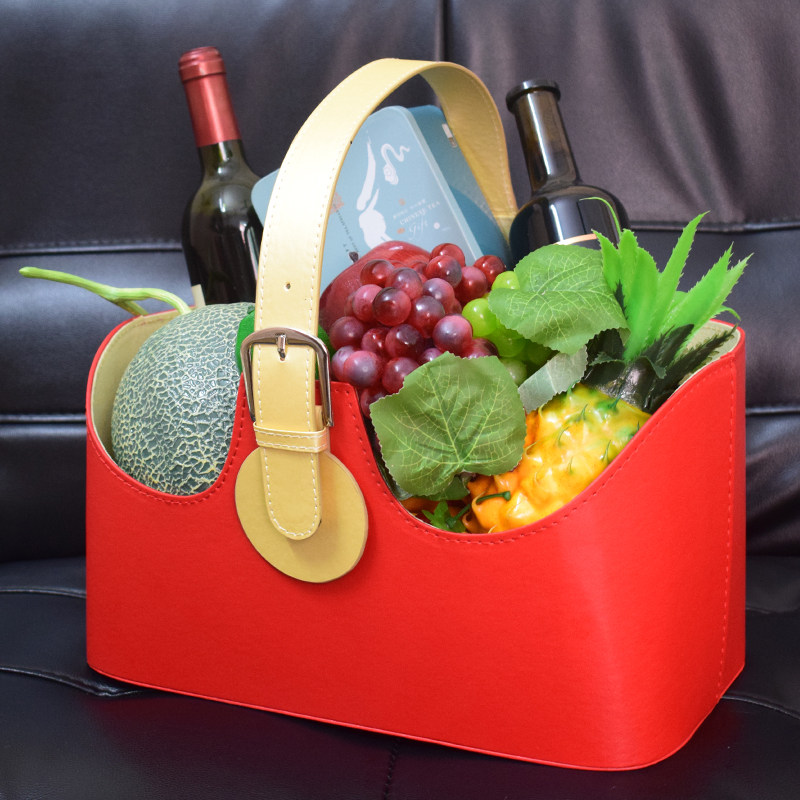 New Christmas delivery gift leather basket New Year with great gift Gift Water Fruit Basket Companion Gift Basket Containing Gift Basket Leather