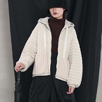 (Down jacket women) winter white duck down 2021 new black straight tube long sleeve zipper hooded solid color light and thin