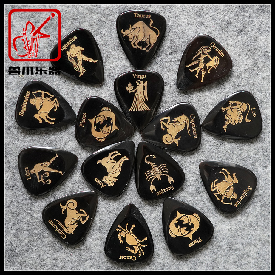 (Beast-claw Instruments) UK Timber Tones Guitar Dialing twelve Constellation Natural Buffalo Horn 2mm