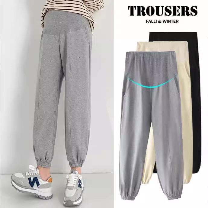 Clearance maternity pants spring and autumn outer wear pure cotton thin velvet casual pants maternity sports pants sweatpants spring leggings