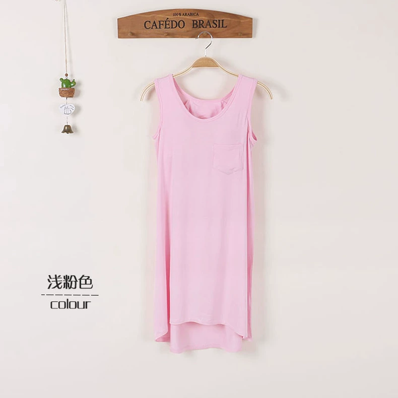 Phương thức với pad ngực nightdress nữ mùa hè dây đeo đồ ngủ phần mỏng dịch vụ nhà lỏng kích thước lớn với cup một đồ lót