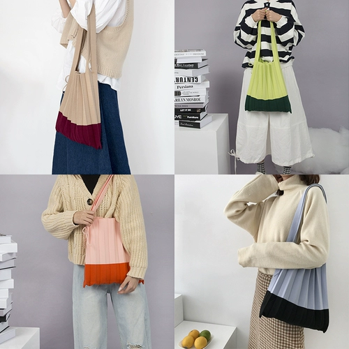 Брендовая небольшая дизайнерская трикотажная складная сумка на одно плечо, Южная Корея