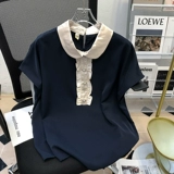 Летняя шифоновая футболка, ретро рубашка, большой размер, в западном стиле, подходит для полных девушек, по фигуре, короткий рукав