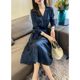 2022 new large-size women's autumn high-end temperament dress slightly fat sister long-sleeved slimming skirt to wear