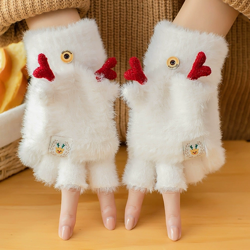 Перчатки, зимний милый утепленный демисезонный комплект для школьников, без пальцев, в корейском стиле