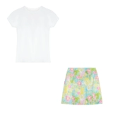 Летняя приталенная юбка, мини-юбка, цветочный принт, А-силуэт, с акцентом на бедрах