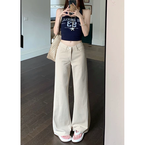 Дизайнерские цветные ретро джинсы, весенние приталенные штаны, тренд сезона, свободный прямой крой