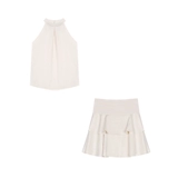 Абрикосовый комплект, летняя майка топ, мини-юбка, юбка, А-силуэт