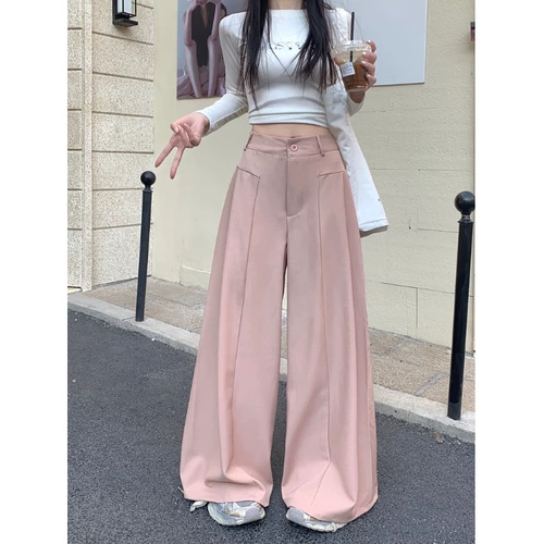 Пиджак классического кроя, черные штаны для отдыха, высокая талия, свободный прямой крой