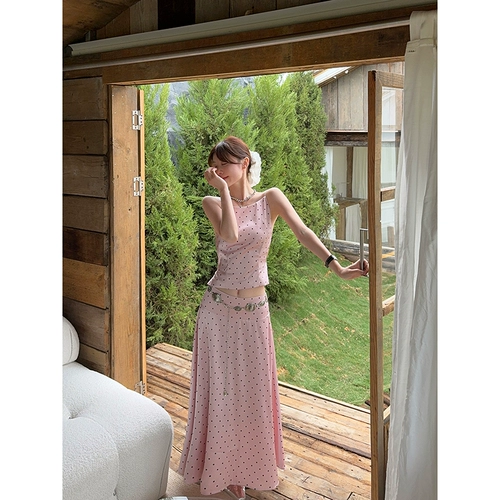 Комплект, летняя майка без рукавов, юбка