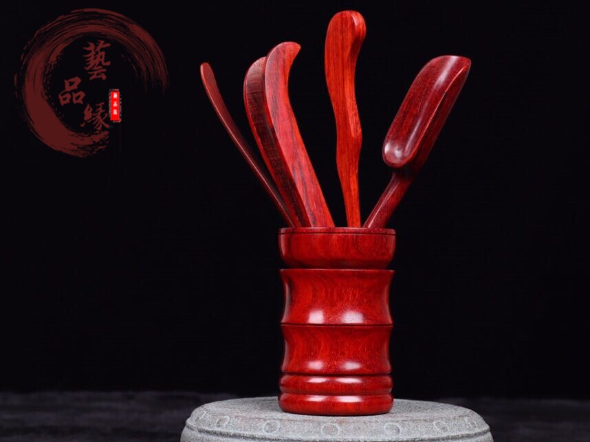 Indian lobular red sandalwood Kung Fu tea set tea gentleman five-piece set tea spoon tea needle tea shovel tweezers tea ceremony mahogany ornaments