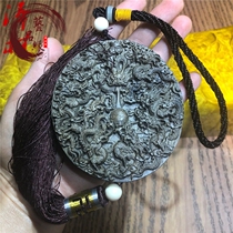 Authentic golden nanmu gloomy wooden car hanging carved dragon pendant exquisitely carved Guan Gong