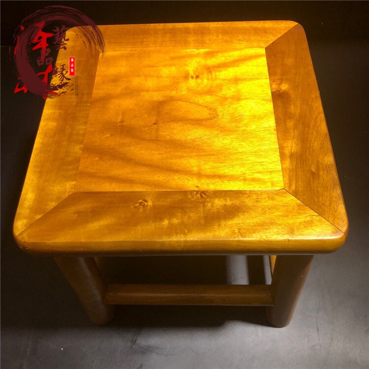 Sichuan golden silk nanmu stool Xiaoye Zhennan rich stool nanmu tiger skin pattern chair solid wood home accessories decoration