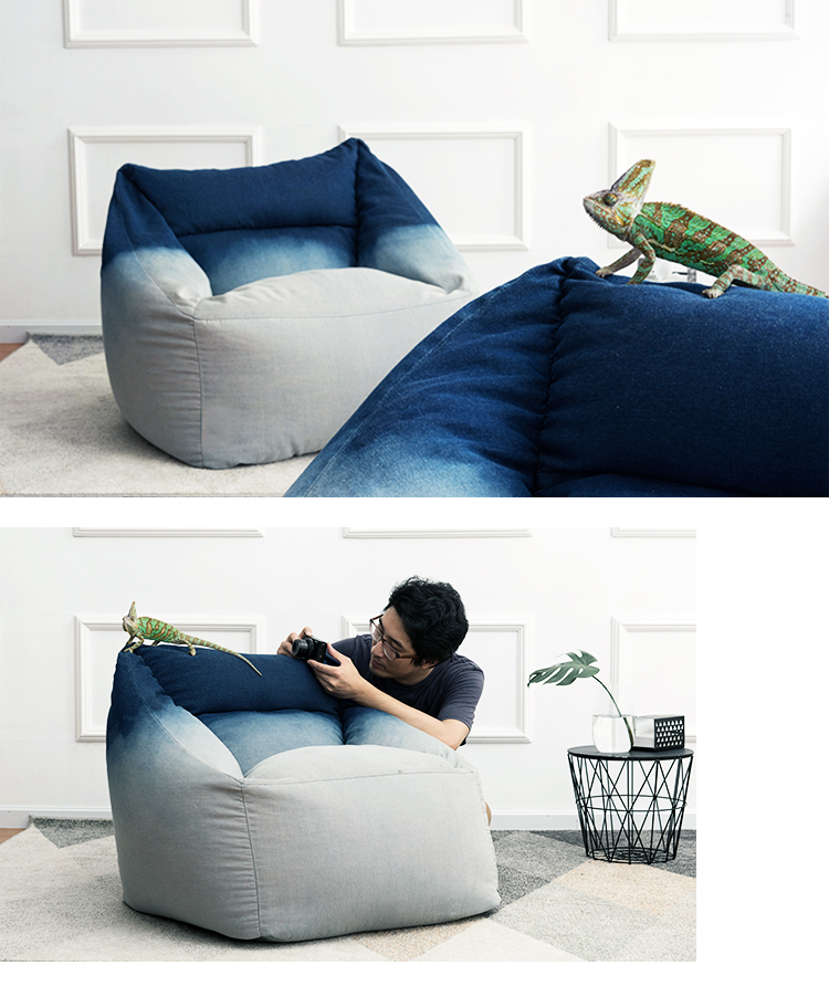 Beanbag denim túi đậu tatami phòng ngủ đơn sofa ghế tựa ban công nhỏ đầy lười biếng ghế EPP - Ghế sô pha sofa nhỏ