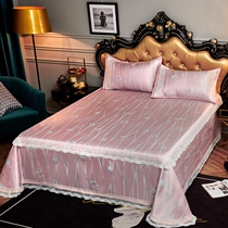 Thickened sheets bed cover ice silk mat three-piece set 1 8m bed folding non-slip summer machine washable soft mat