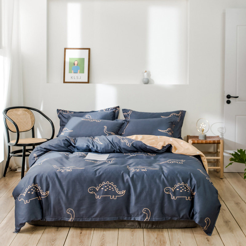 Nordic style pure cotton four-piece 100 cotton quilt cover 200x230 bed Kasasa bed sheet 2m x2 3m220x240