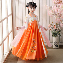 Girls Han suit China Wind Children Summer Liandress Dress Gooey Dress Little Girl Foreign Air Skirt Super Fairy Summer Dress