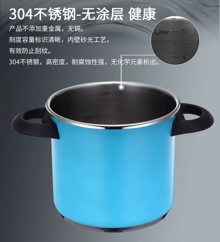 Nồi áp suất inox Lingfeng 304 tốc độ cao nồi nhanh nồi áp suất cao chống cháy nổ nhà màu sắc màu xanh hồng dụng cụ nhà bếp - Phòng bếp