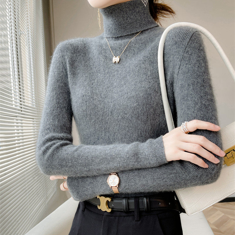 New 100 % pure wool high - tip long - sleeved knife sweater and slim sweater