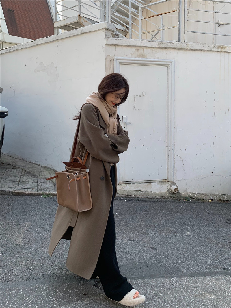 Double face cashmere big coat female medium long version 2022 new temperament high-end 100 pure wool fur coat winter