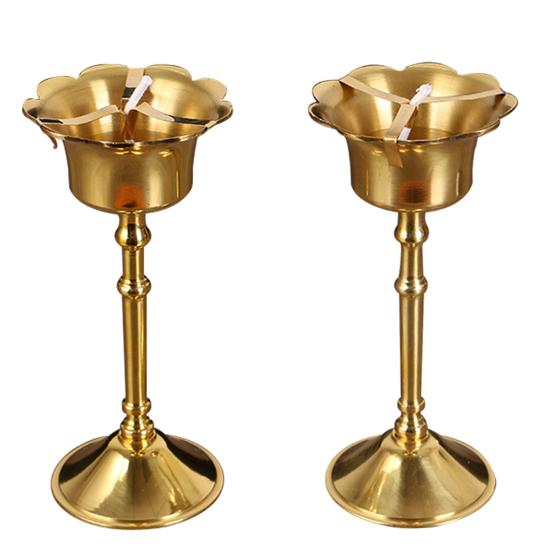 Buddha's lotus lantern edible oil lamp for the Buddha lamp Former Changming lamp Buddha for the lamp pure copper candle holder for the use of the Buddha supplies