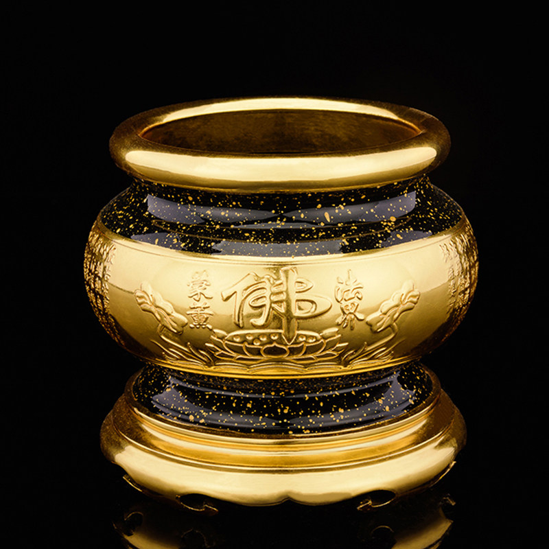 Taiwan Shengfan Cure Golden Incense Stove Pure Copper Hearts Warp Incense Stove Large Number of Home Buddhist Incense Stove Indoor Guanyin Shangyin