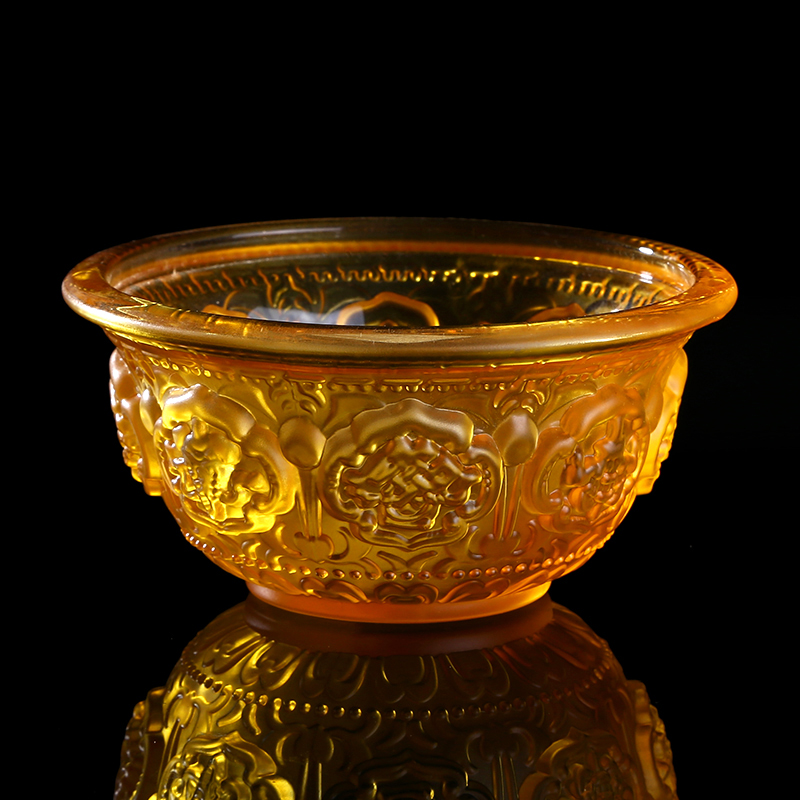For a bowl Buddha's former glazed water supply cup for the Buddha's fasting bowl home Baigod for a small number of seven colorful eight auspicious water purifying cups