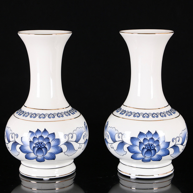 For Buddha supplies Ceramic vase lotus vase for Buddha flower arrangement vase for Buddha in front of the blue and white porcelain vase Guanyin