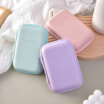 NewQ Macaron Color Leather PU digital storage bag, 2.5-inch portable hard drive zipper protective case, shockproof and pressure-resistant