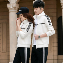 Sports suit mens spring 2021 new mens casual sportswear couple sweater mens running suit three-piece suit