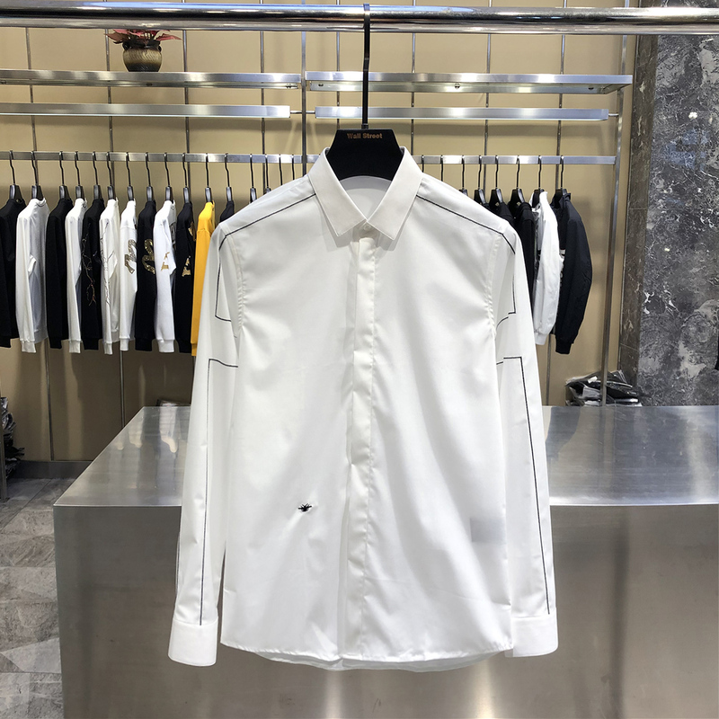 European Style Little Bee Embroidered Shirt for Men, Slim Fit, Stylish, Trendy Brand, High-End Fashion, Workwear, Business Shirt for Men