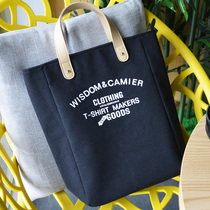 ins canvas bag Student large capacity female a4 make-up bag tote bag Document bag bento bag lunch box bag handbag