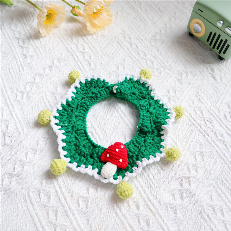 Handmade wool custom cute Mori small mushroom pet scarf puppet star Luo cute scarf teddy dog scarf