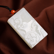 (Zhuo Yukan) Longfeng Chengxiang Xinjiang Hetian White Jade seed material antique Fangpai Su Gong famous works Special