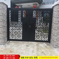 New Chinese Iron Art Courtyard Door Eu Style Outdoor Rustproof Iron Door Rural Villa Gate Cell Single Double Open Door Custom