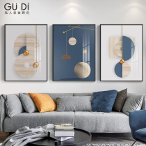 Abstract geometric living room triple decorative painting modern light luxury sofa background wall restaurant mural abstract bedside painting