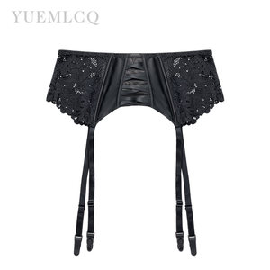 Plus-Size Stockings Garter Belt Sexy Lace Black European-Style Court Corset French Garter Belt with Gold Buckle for Stability
