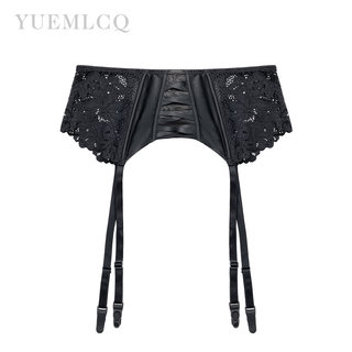 Plus-Size Stockings Garter Belt Sexy Lace Black European-Style Court Corset French Garter Belt with Gold Buckle for Stability