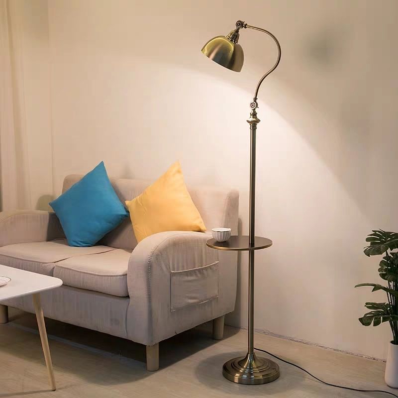 American retro tea table solid wood floor lamp living room bookroom desk student read eye care bedroom bedside lamp thrower 