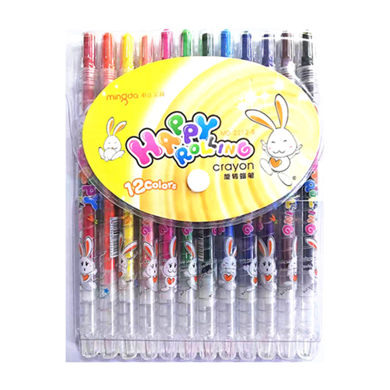 Mingda Mingda children's rotating crayon 12 color 18 color 24 color oil stick coloring pen for students