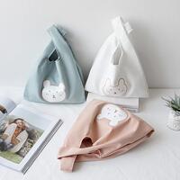 Hand-held student small cloth bag, mini cute Japanese canvas packaging lunch box handbag for women, lightweight when going out