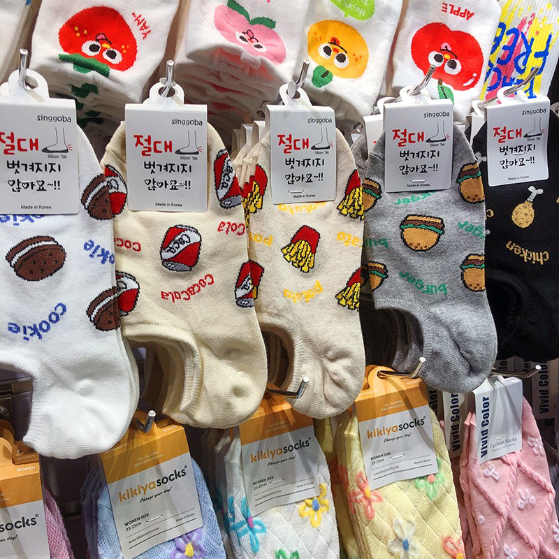 Korean Imported New Women's Socks Cartoon Snacks Boat Socks Hamburger Cookie Cola Anti-Slip Socks I071