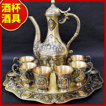 Imitation bronze wine glass Russian ins style high-end home small 50ml white wine cup creative personality carving bottle