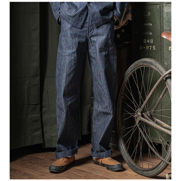Bad Dog Bronson Usn Dungaree Work Pants with Selvedge Denim, Raw Denim, Wide-Leg Straight Pants Bad Dog Bronson Usn Dungaree Work Pants with Selvedge Denim, Raw Denim, Wide-Leg Straight Pants