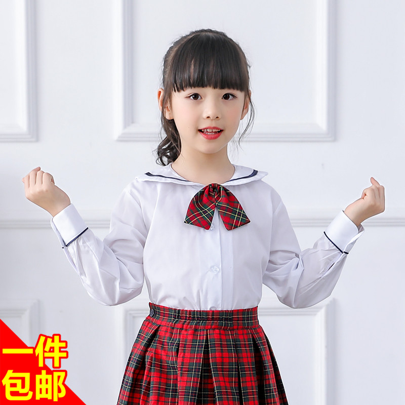 Shenzhen school dress girls autumn winter dress uniform white long sleeve shirt buy