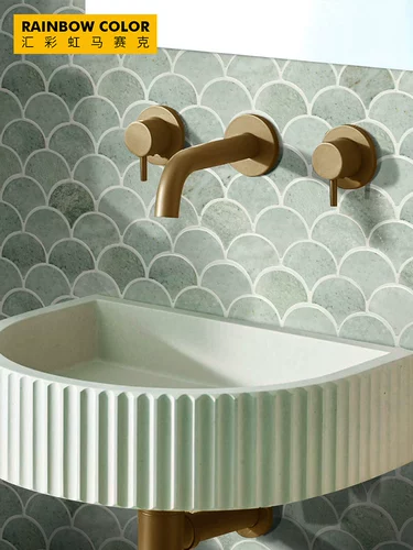 Вентилятор натурального камня -Мозаичная рыба шкала