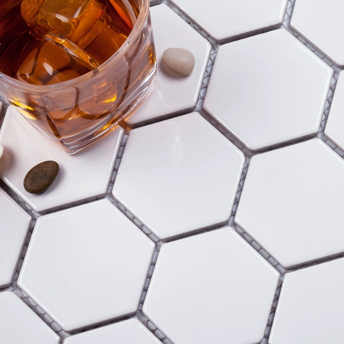 Гексагональная фарфоровая плитка мозаичная мозаичная кухонная туалетная туалетная туалетная матовая поверхность черно -белая шестиугольная настенная плитка