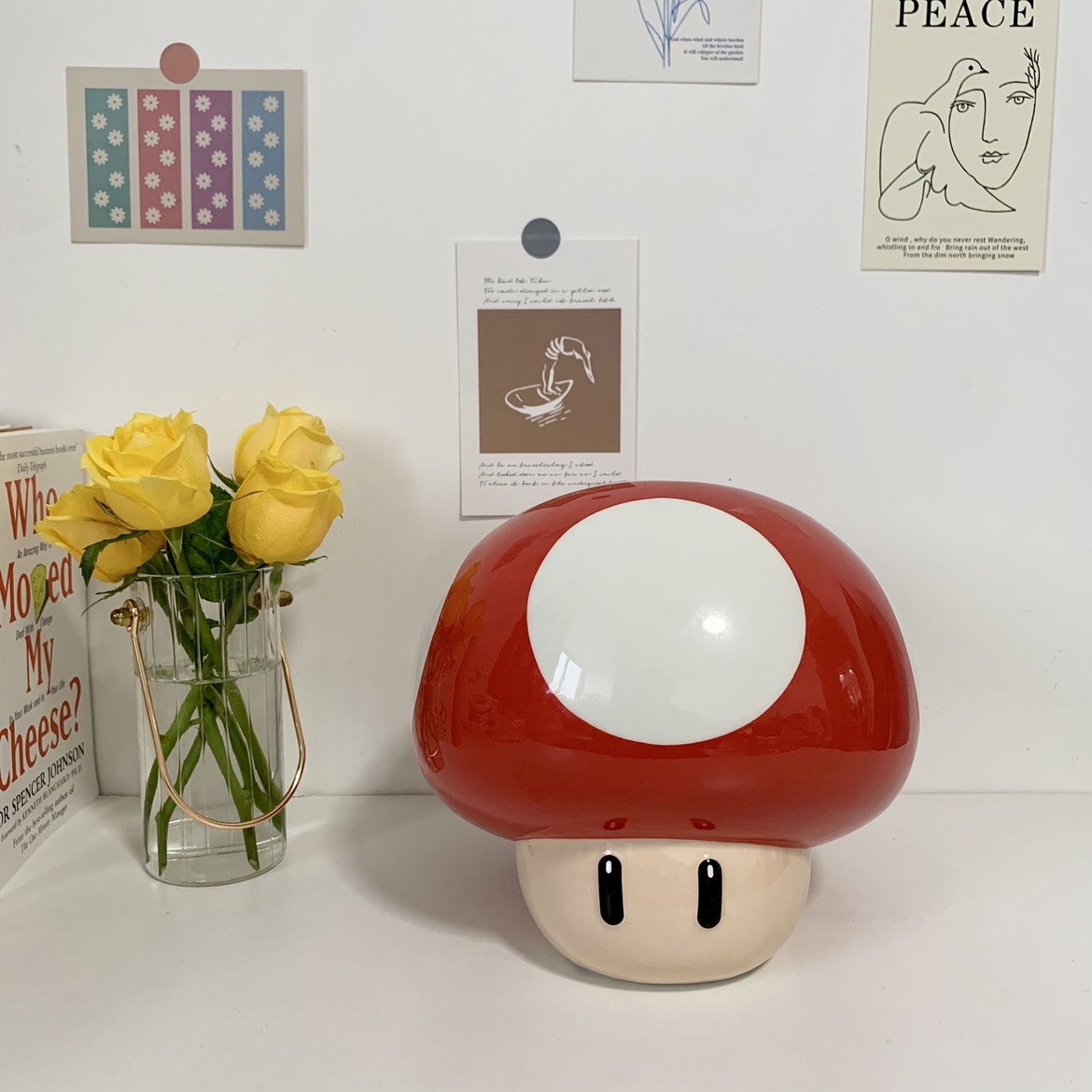 Mario storage tank Super Mario Brothers question mark mushroom storage tank home decoration personality creative card ceramic
