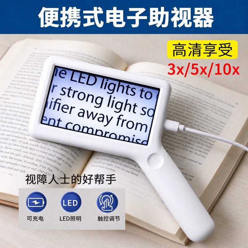 10X Magnifying Screen Handheld High-Definition Electronic Vision Aid for Low Vision Reading and Newspaper Reading Digital Magnifying Glass